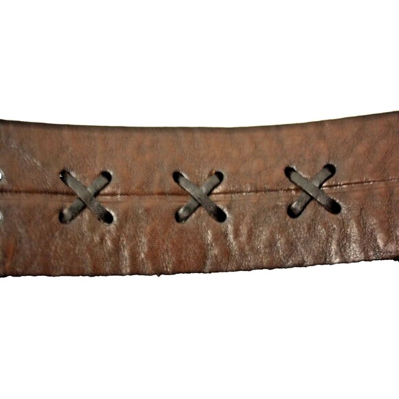 Eddie Bauer Genuine Leather Belt X Design Stitching Nickle Buckle SZ-Lg 36-38" - Picture 6 of 7